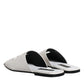 White DG Cut Out Leather Slides Sandals Shoes