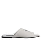 White DG Cut Out Leather Slides Sandals Shoes