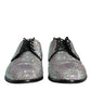 Silver Leather Rhinestones Derby Dress Shoes