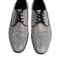 Silver Leather Rhinestones Derby Dress Shoes