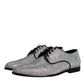 Silver Leather Rhinestones Derby Dress Shoes