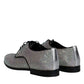 Silver Leather Rhinestones Derby Dress Shoes