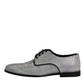 Silver Leather Rhinestones Derby Dress Shoes