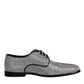 Silver Leather Rhinestones Derby Dress Shoes