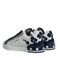 White Blue Leather Crown Milano Sneakers Shoes