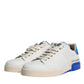 White Blue Perforated Low Top Sneakers Shoes