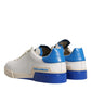 White Blue Perforated Low Top Sneakers Shoes