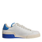 White Blue Perforated Low Top Sneakers Shoes