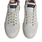 White Red Perforated Low Top Sneakers Shoes