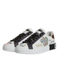 White Leather Crown Embellished Sneaker Shoes