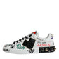 White Heart Studded Low Top Sneakers Shoes