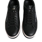 Black Leather Low Top Men Sneakers Shoes