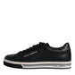 Black Leather Low Top Men Sneakers Shoes