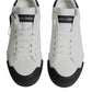 White Black Leather Logo Portofino Sneaker Shoes