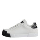 White Black Leather Logo Portofino Sneaker Shoes