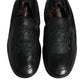 Black Logo Embroidered Leather Loafer Men Dress Shoes