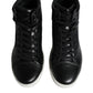 Black Leather High Top Men Sneakers Shoes