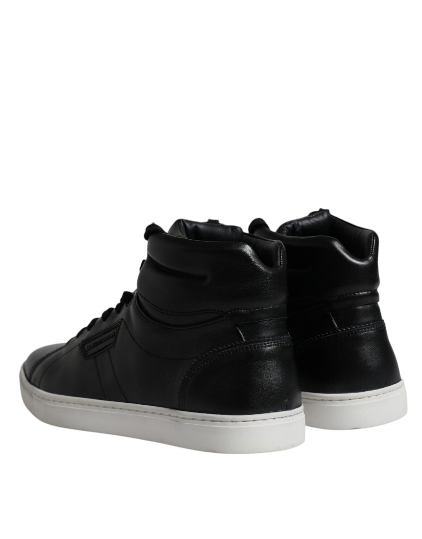 Black Leather High Top Men Sneakers Shoes