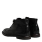 Black Leather Men Short Boots Lace Up Shoes