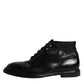 Black Leather Men Short Boots Lace Up Shoes