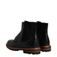 Black Leather Chelsea Mid Calf Men Boots Shoes