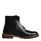 Black Leather Chelsea Mid Calf Men Boots Shoes