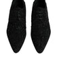 Black Embellished Suede Derby Formal Shoes