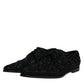 Black Embellished Suede Derby Formal Shoes