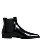 Black Leather Chelsea Men Ankle Boots Shoes