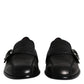 Black Leather Logo Slip On Men Loafers Shoes