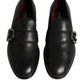 Black Leather Logo Slip On Men Loafers Shoes