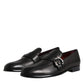 Black Leather Logo Slip On Men Loafers Shoes