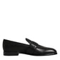 Black Leather Logo Slip On Men Loafers Shoes