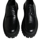 Black Leather Lace Up Trekking Dress Shoes