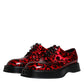 Red Black Leopard Lace Up Derby Dress Shoes