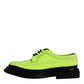 Neon Green Leather Lace Up Derby Dress Shoes