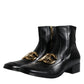 Black Nappa Leather Logo Ankle Boots Shoes