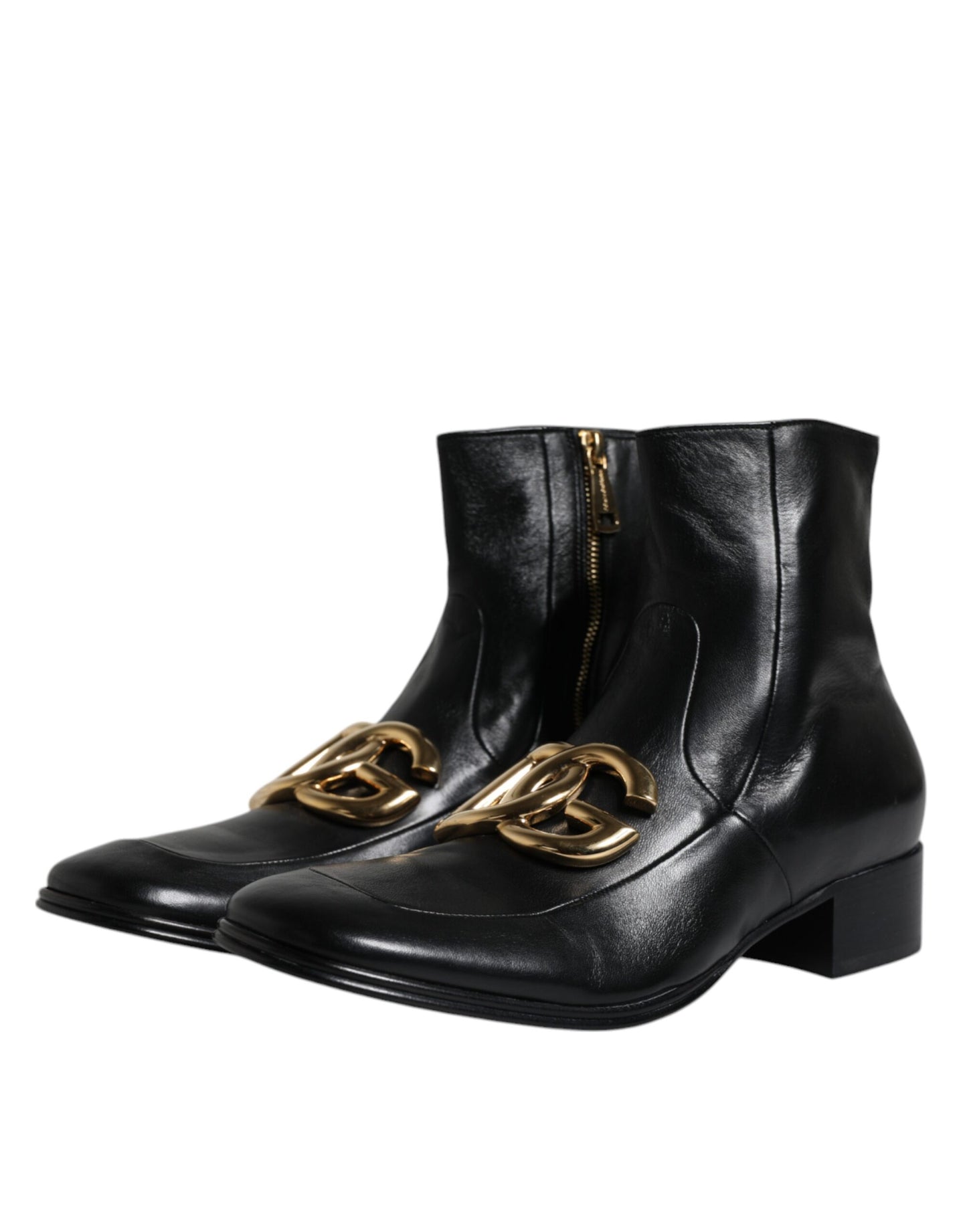 Black Nappa Leather Logo Ankle Boots Shoes