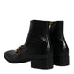 Black Nappa Leather Logo Ankle Boots Shoes