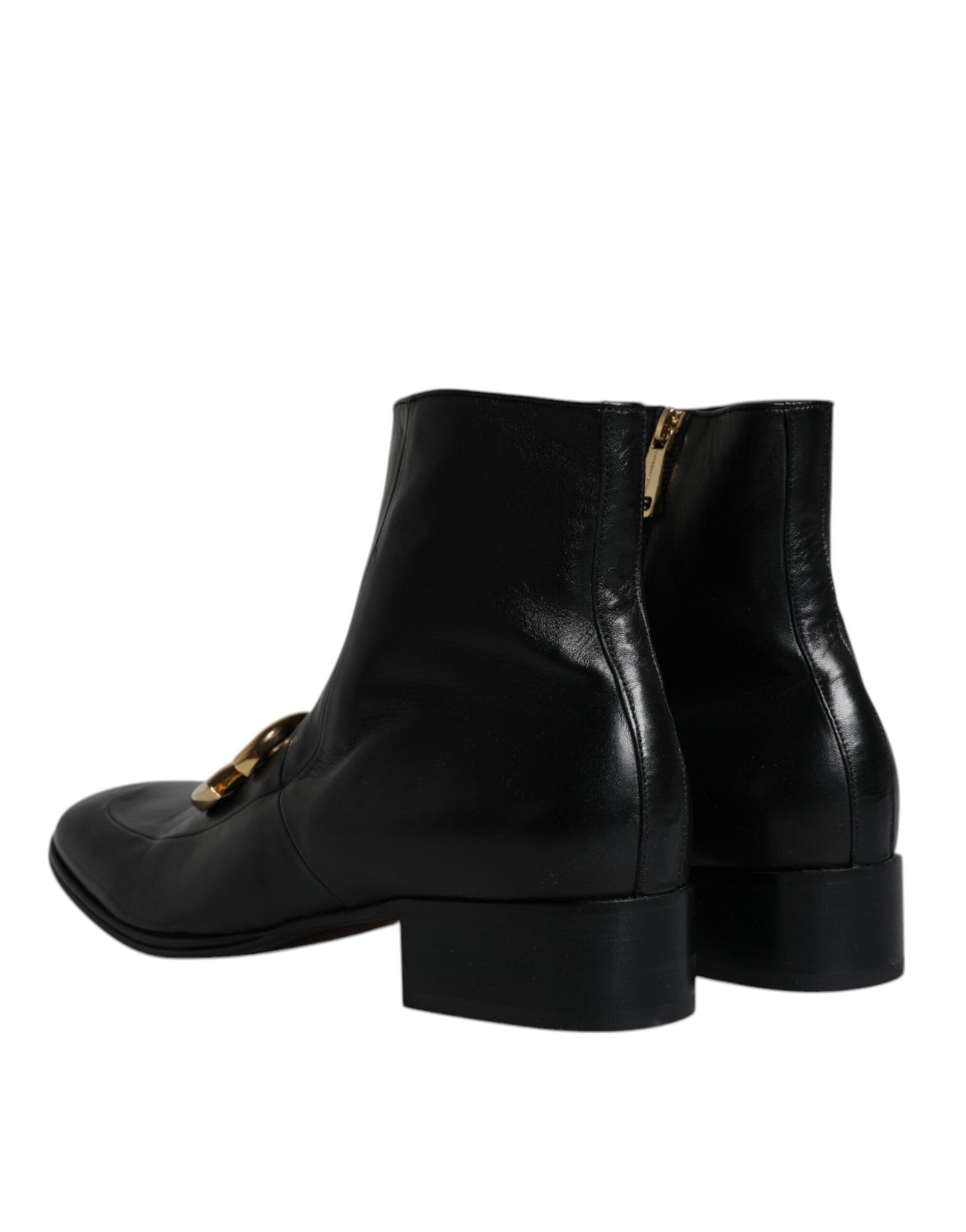 Black Nappa Leather Logo Ankle Boots Shoes