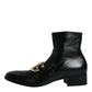 Black Nappa Leather Logo Ankle Boots Shoes