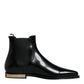 Black Leather Chelsea Ankle Boots Shoes