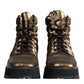 Bronze Padded Mid Calf Lace Up Boots Shoes