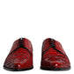 Red Textured Varnished Derby Men Formal Shoes