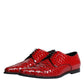 Red Textured Varnished Derby Men Formal Shoes