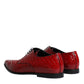 Red Textured Varnished Derby Men Formal Shoes