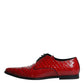 Red Textured Varnished Derby Men Formal Shoes