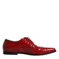 Red Textured Varnished Derby Men Formal Shoes