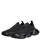 Black Slip On Wave Low Top Men Sneakers Shoes