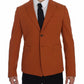 Elegant Orange Casual Cotton Blend Blazer